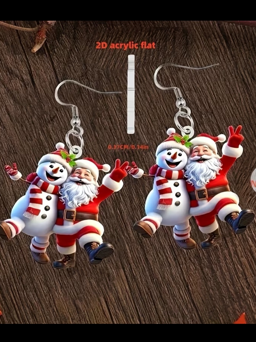 Festive Santa & Snowman Acrylic Drop Earrings - Red & White
